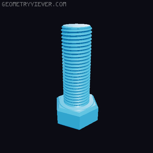 Hundreds of Metric Hex Screws Version 1: M2, M3, M4, M5, M6, M8, M10, M12, M14, M16, ... M48 3D model thumbnail