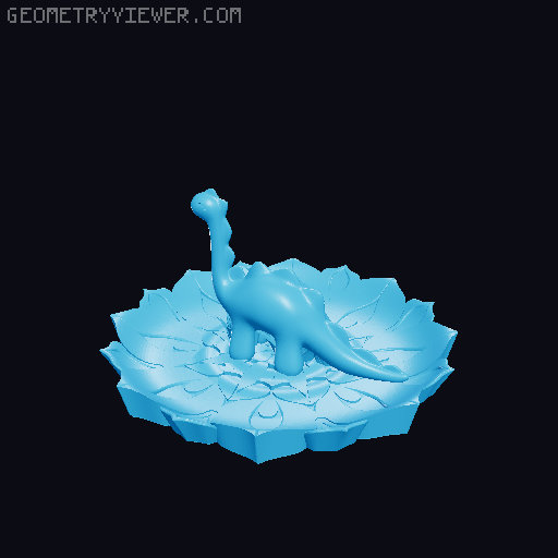 Simple Elegant Flower with Cute Stylized Dinosaur ring holder. Also empty DIY bowl 3D model thumbnail