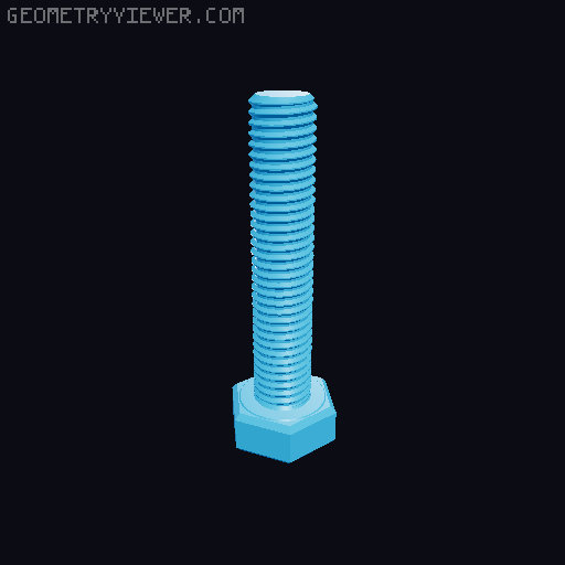 Hundreds of Metric Hex Screws Version 1: M2, M3, M4, M5, M6, M8, M10, M12, M14, M16, ... M48 3D model thumbnail