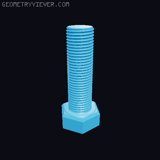 Hundreds of Metric Hex Screws Version 1: M2, M3, M4, M5, M6, M8, M10, M12, M14, M16, ... M48 3D model thumbnail
