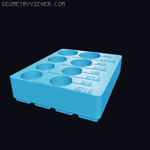 (2 set variations) 3/8"Dr Impact Imperial Socket Organization, Gridfinity 3D model thumbnail