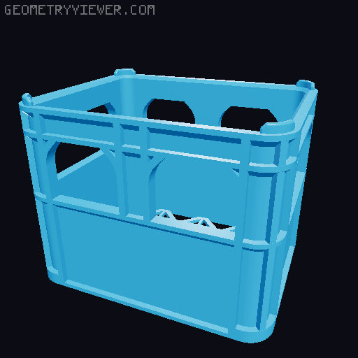Stackable crates with lugs and solid version 3D model thumbnail