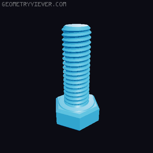 Hundreds of Metric Hex Screws Version 1: M2, M3, M4, M5, M6, M8, M10, M12, M14, M16, ... M48 3D model thumbnail