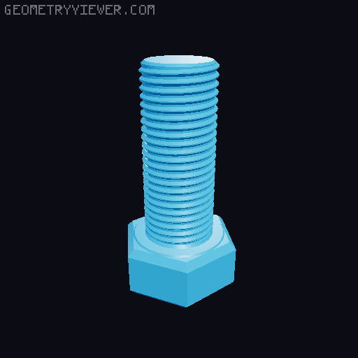Hundreds of Metric Hex Screws Version 1: M2, M3, M4, M5, M6, M8, M10, M12, M14, M16, ... M48 3D model thumbnail