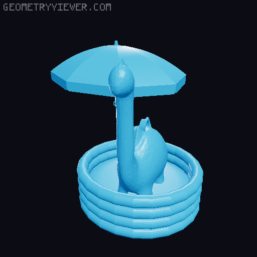 Pool Party/ Summer Dino- Keychain 3D model thumbnail