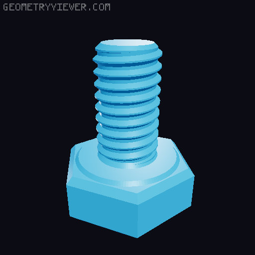 Hundreds of Metric Hex Screws Version 1: M2, M3, M4, M5, M6, M8, M10, M12, M14, M16, ... M48 3D model thumbnail
