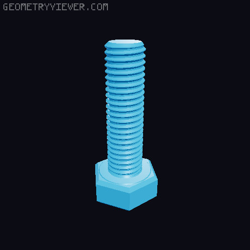 Hundreds of Metric Hex Screws Version 1: M2, M3, M4, M5, M6, M8, M10, M12, M14, M16, ... M48 3D model thumbnail