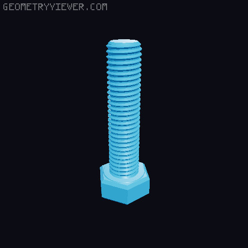 Hundreds of Metric Hex Screws Version 1: M2, M3, M4, M5, M6, M8, M10, M12, M14, M16, ... M48 3D model thumbnail