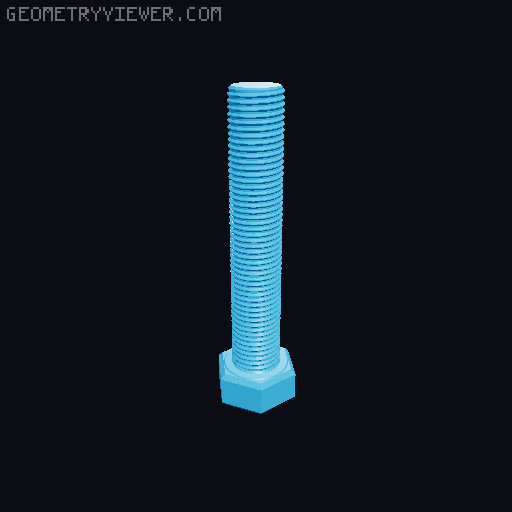 Hundreds of Metric Hex Screws Version 1: M2, M3, M4, M5, M6, M8, M10, M12, M14, M16, ... M48 3D model thumbnail