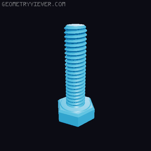 Hundreds of Metric Hex Screws Version 1: M2, M3, M4, M5, M6, M8, M10, M12, M14, M16, ... M48 3D model thumbnail