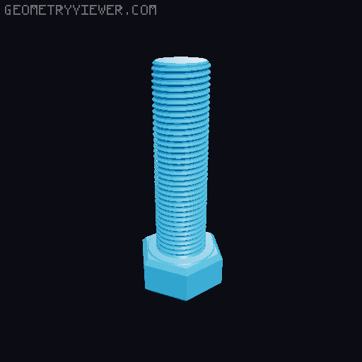 Hundreds of Metric Hex Screws Version 1: M2, M3, M4, M5, M6, M8, M10, M12, M14, M16, ... M48 3D model thumbnail