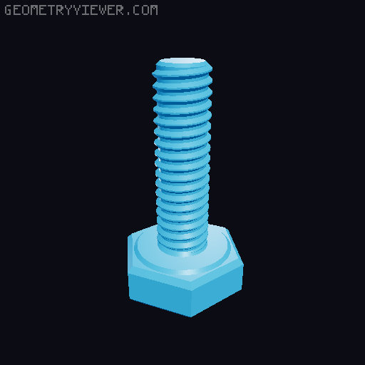 Hundreds of Metric Hex Screws Version 1: M2, M3, M4, M5, M6, M8, M10, M12, M14, M16, ... M48 3D model thumbnail
