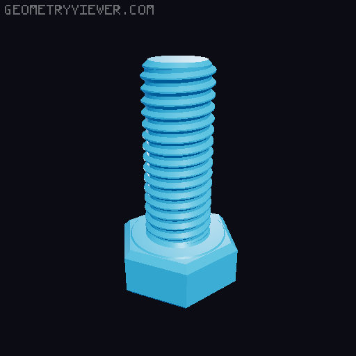 Hundreds of Metric Hex Screws Version 1: M2, M3, M4, M5, M6, M8, M10, M12, M14, M16, ... M48 3D model thumbnail