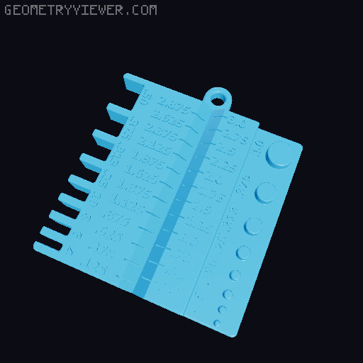 Imperial Screw sizer w/magnet holes 3D model thumbnail