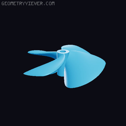 Boat propeller DIY kit with parametric NACA4 shaped blades – Customizable OpenSCAD 3D model thumbnail