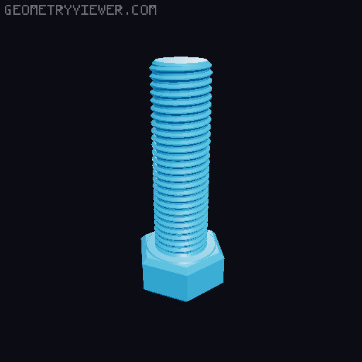Hundreds of Metric Hex Screws Version 1: M2, M3, M4, M5, M6, M8, M10, M12, M14, M16, ... M48 3D model thumbnail