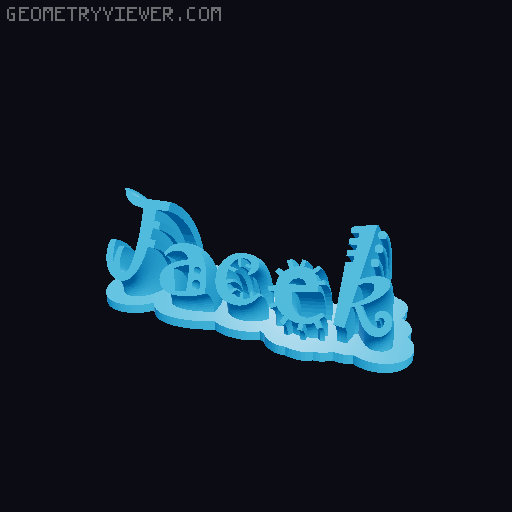 Sweeping crazy name tag 3D model thumbnail