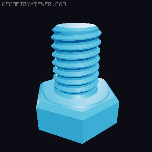 Hundreds of Metric Hex Screws Version 1: M2, M3, M4, M5, M6, M8, M10, M12, M14, M16, ... M48 3D model thumbnail