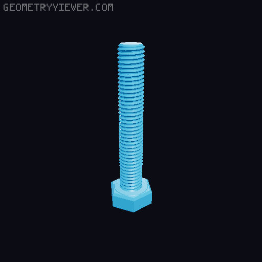 Hundreds of Metric Hex Screws Version 1: M2, M3, M4, M5, M6, M8, M10, M12, M14, M16, ... M48 3D model thumbnail
