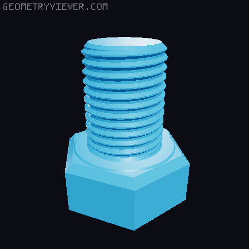 Hundreds of Metric Hex Screws Version 1: M2, M3, M4, M5, M6, M8, M10, M12, M14, M16, ... M48 3D model thumbnail