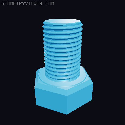 Hundreds of Metric Hex Screws Version 1: M2, M3, M4, M5, M6, M8, M10, M12, M14, M16, ... M48 3D model thumbnail