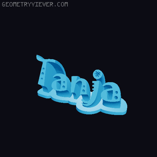 Sweeping crazy name tag 3D model thumbnail