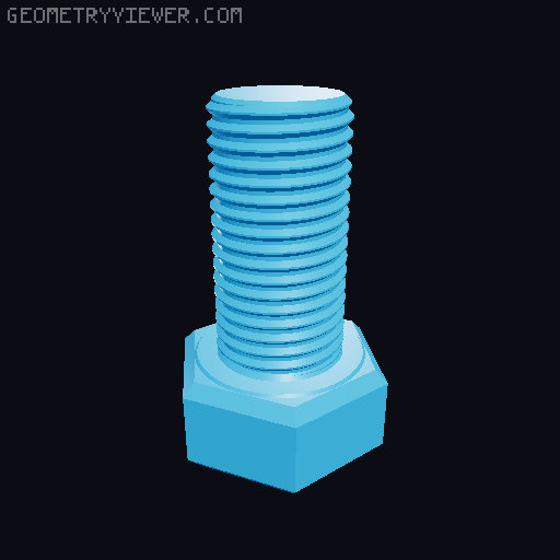 Hundreds of Metric Hex Screws Version 1: M2, M3, M4, M5, M6, M8, M10, M12, M14, M16, ... M48 3D model thumbnail