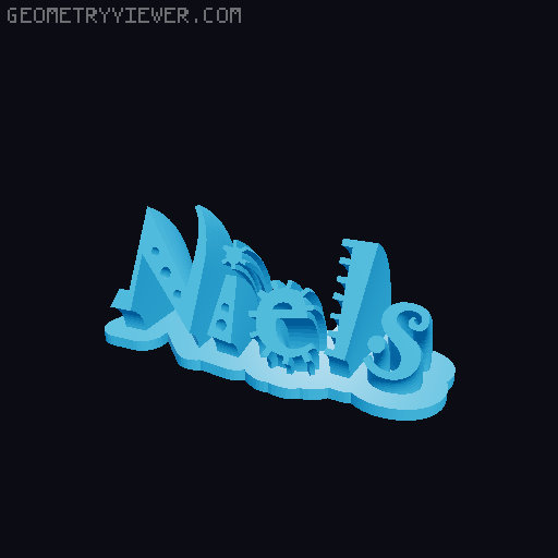 Sweeping crazy name tag 3D model thumbnail