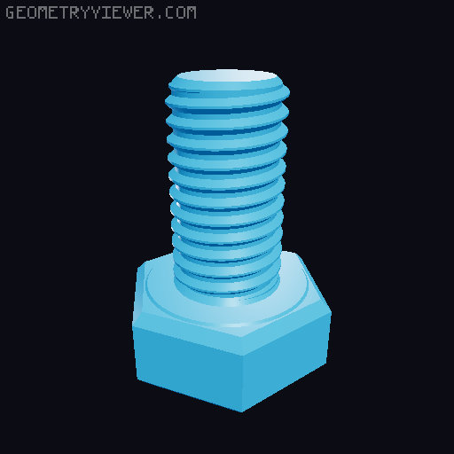Hundreds of Metric Hex Screws Version 1: M2, M3, M4, M5, M6, M8, M10, M12, M14, M16, ... M48 3D model thumbnail