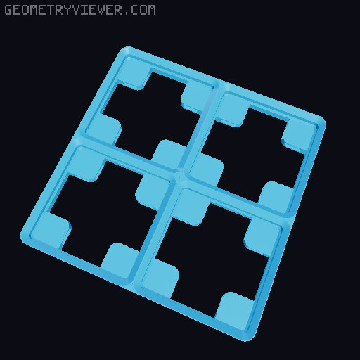 Magnet-slide-in baseplate with dovetail connectors 3D model thumbnail