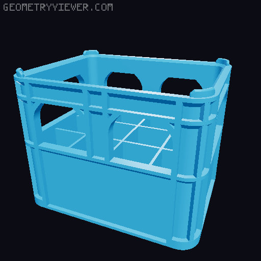 Stackable crates with lugs and solid version 3D model thumbnail