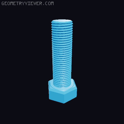 Hundreds of Metric Hex Screws Version 1: M2, M3, M4, M5, M6, M8, M10, M12, M14, M16, ... M48 3D model thumbnail