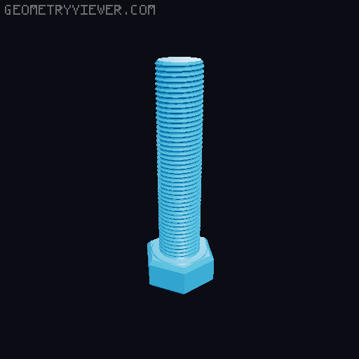 Hundreds of Metric Hex Screws Version 1: M2, M3, M4, M5, M6, M8, M10, M12, M14, M16, ... M48 3D model thumbnail
