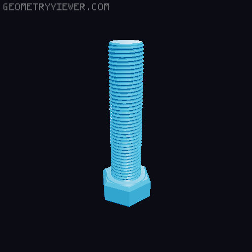 Hundreds of Metric Hex Screws Version 1: M2, M3, M4, M5, M6, M8, M10, M12, M14, M16, ... M48 3D model thumbnail
