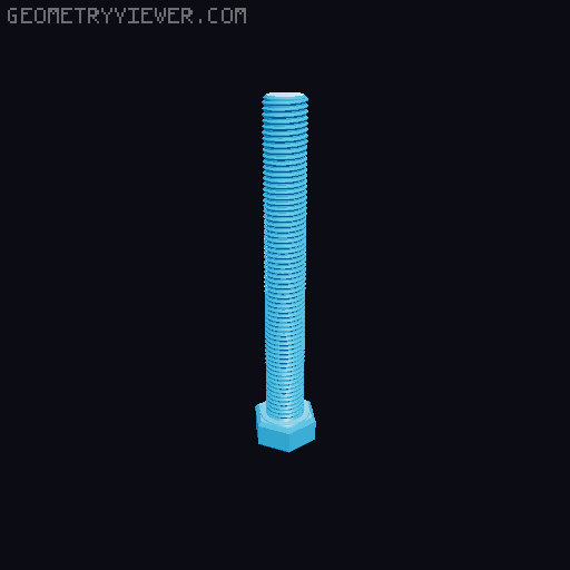 Hundreds of Metric Hex Screws Version 1: M2, M3, M4, M5, M6, M8, M10, M12, M14, M16, ... M48 3D model thumbnail