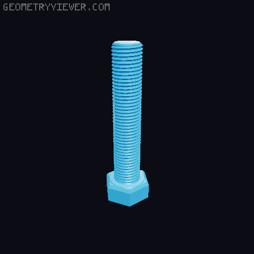 Hundreds of Metric Hex Screws Version 1: M2, M3, M4, M5, M6, M8, M10, M12, M14, M16, ... M48 3D model thumbnail