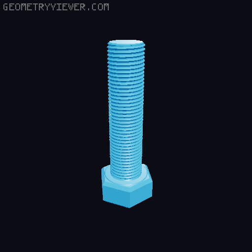 Hundreds of Metric Hex Screws Version 1: M2, M3, M4, M5, M6, M8, M10, M12, M14, M16, ... M48 3D model thumbnail