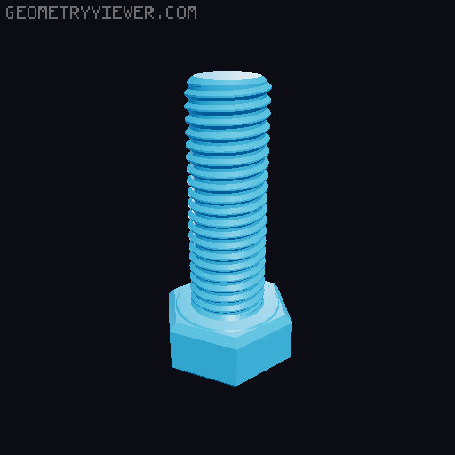 Hundreds of Metric Hex Screws Version 1: M2, M3, M4, M5, M6, M8, M10, M12, M14, M16, ... M48 3D model thumbnail