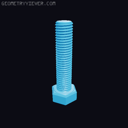 Hundreds of Metric Hex Screws Version 1: M2, M3, M4, M5, M6, M8, M10, M12, M14, M16, ... M48 3D model thumbnail