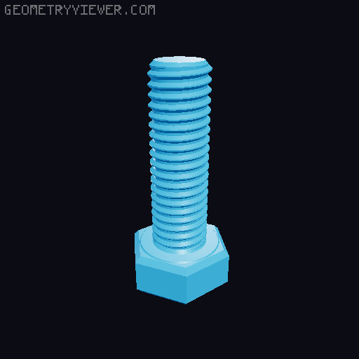 Hundreds of Metric Hex Screws Version 1: M2, M3, M4, M5, M6, M8, M10, M12, M14, M16, ... M48 3D model thumbnail
