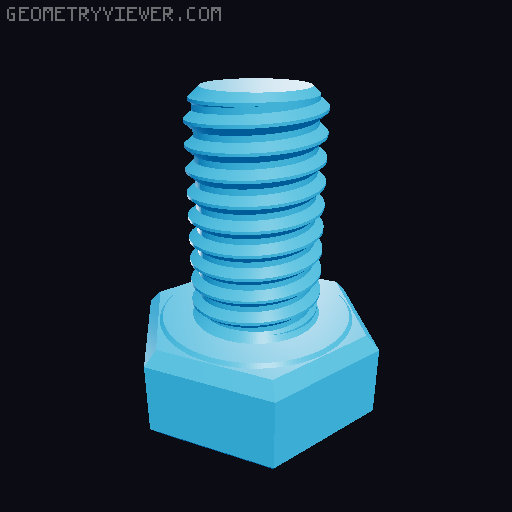 Hundreds of Metric Hex Screws Version 1: M2, M3, M4, M5, M6, M8, M10, M12, M14, M16, ... M48 3D model thumbnail