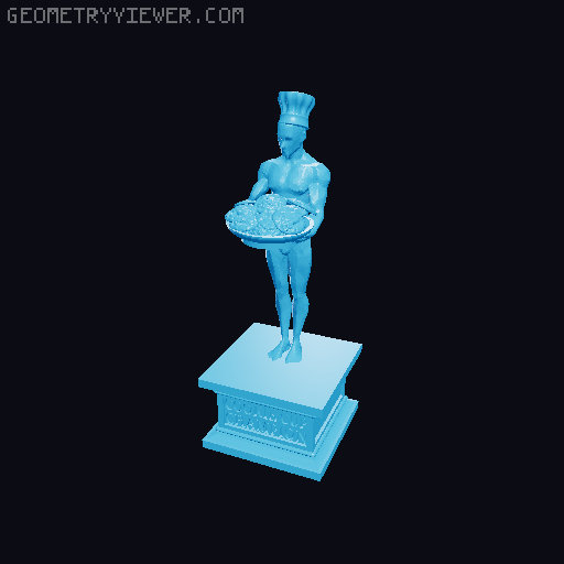 Oscar Statue holding a plate of Cookies 3D model thumbnail