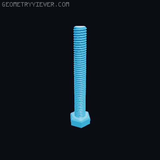 Hundreds of Metric Hex Screws Version 1: M2, M3, M4, M5, M6, M8, M10, M12, M14, M16, ... M48 3D model thumbnail