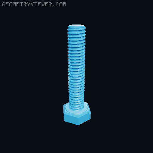 Hundreds of Metric Hex Screws Version 1: M2, M3, M4, M5, M6, M8, M10, M12, M14, M16, ... M48 3D model thumbnail