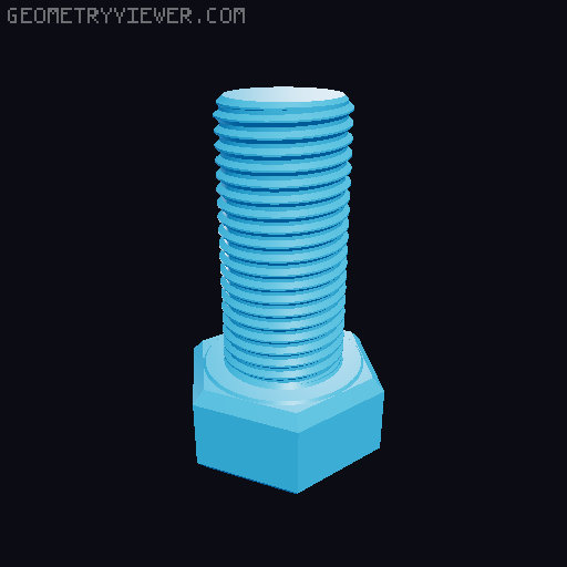 Hundreds of Metric Hex Screws Version 1: M2, M3, M4, M5, M6, M8, M10, M12, M14, M16, ... M48 3D model thumbnail