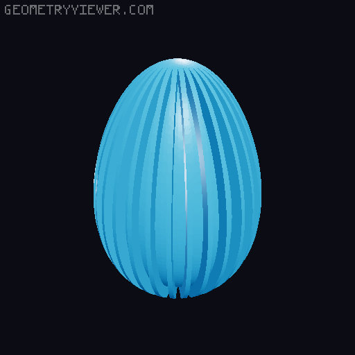 Modern Slatted Easter Eggs / Architectural Ribbed Spring Decor 3D model thumbnail