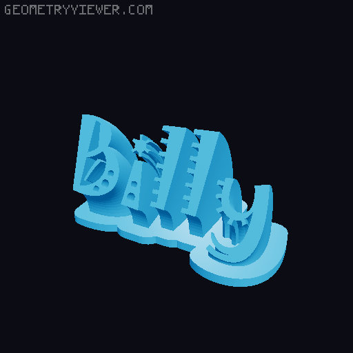 Sweeping crazy name tag 3D model thumbnail