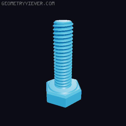 Hundreds of Metric Hex Screws Version 1: M2, M3, M4, M5, M6, M8, M10, M12, M14, M16, ... M48 3D model thumbnail