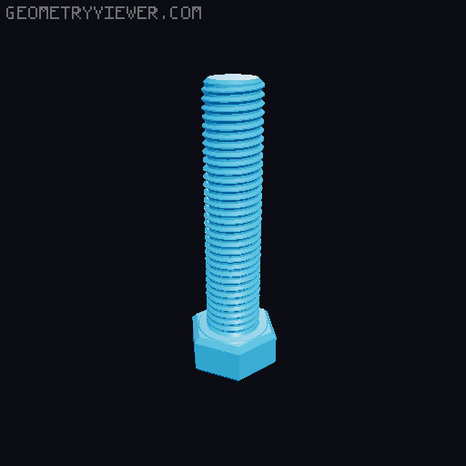 Hundreds of Metric Hex Screws Version 1: M2, M3, M4, M5, M6, M8, M10, M12, M14, M16, ... M48 3D model thumbnail