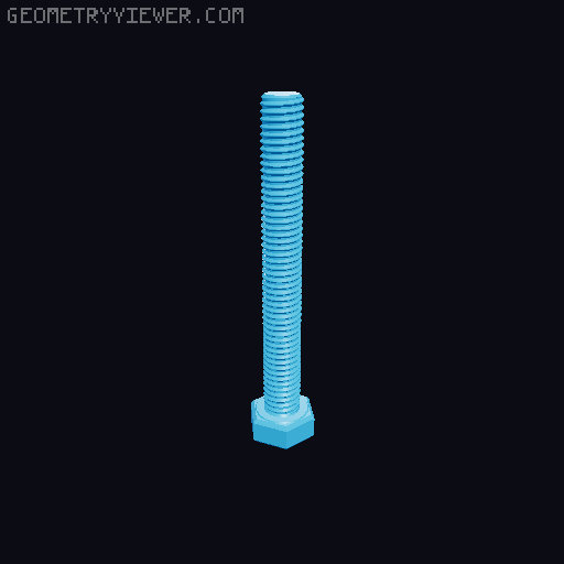 Hundreds of Metric Hex Screws Version 1: M2, M3, M4, M5, M6, M8, M10, M12, M14, M16, ... M48 3D model thumbnail